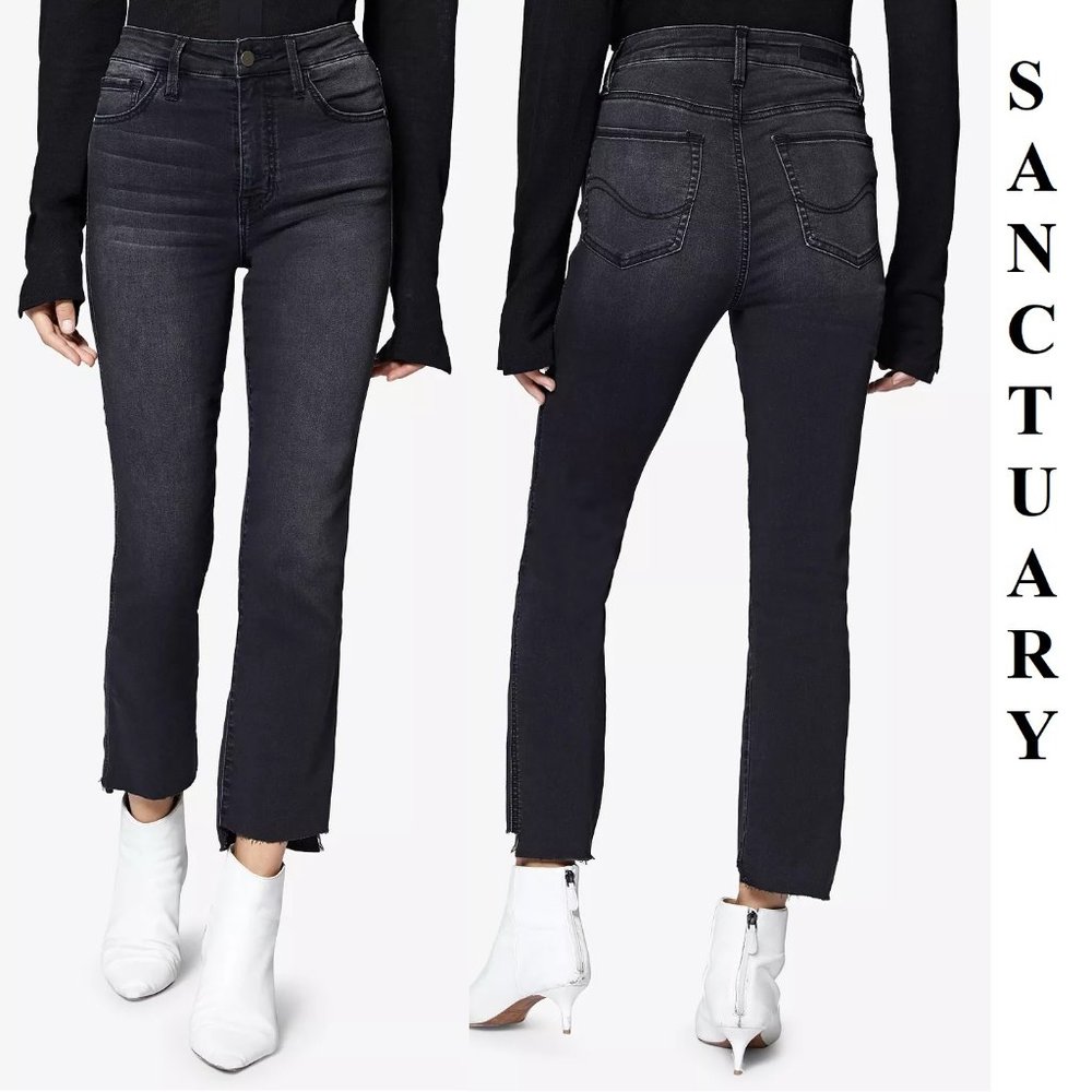 SANCTUARY Cropped Straight Leg Step-Hem Jeans